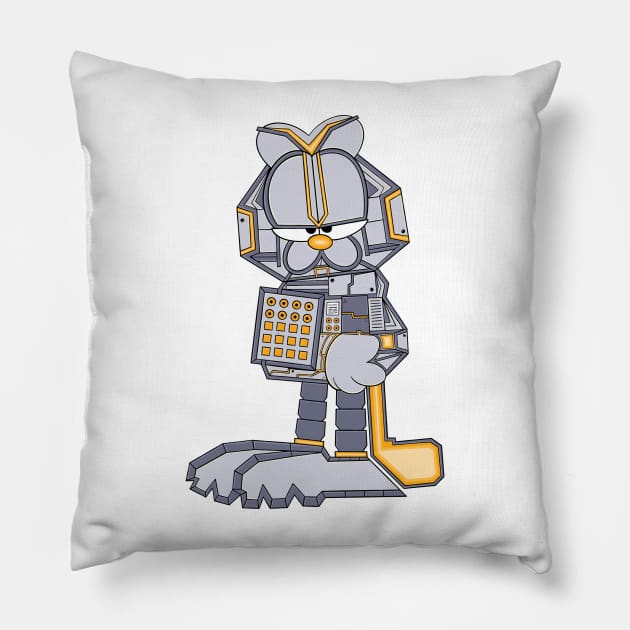 mecha cyborg Garfield artwork Pillow by ryroxtoons