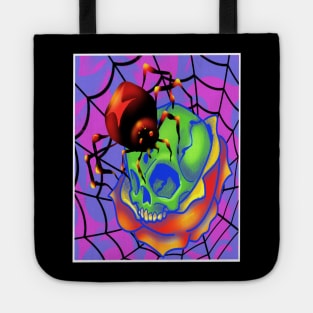 Spider skull and Rose Tote