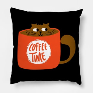 cat coffee time cup Pillow