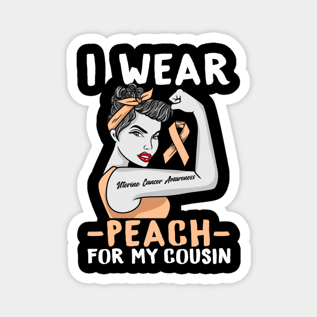 I Wear Peach - Uterine Cancer Awareness T-Shirt Magnet by biNutz