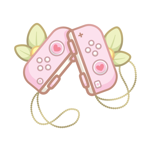 Cute Cozy Pink Gaming Console Wireless Controllers by cSprinkleArt