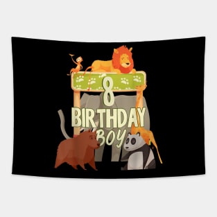 8 Years Old Birthday Boy Zoo Matching Family Tapestry