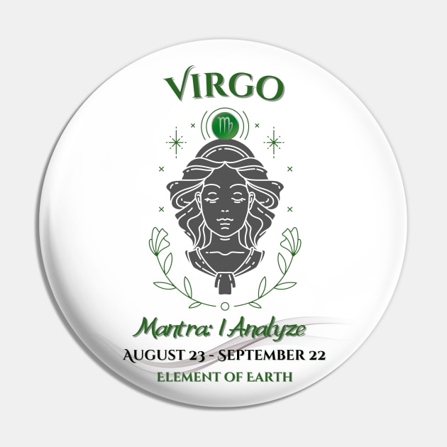 Zodiac Virgo Mantra Pin by Mazzlo Shop