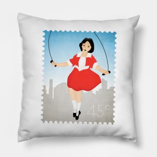 Skipping Girl Vinegar Postage Stamp Pillow