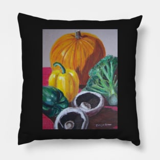 Vegetables still life in oil pastels Pillow