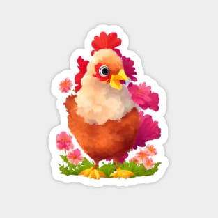 Chickens in bloom Magnet