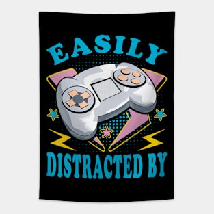 Easily Distracted By Video Games Console Gaming Tapestry