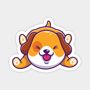 Cute Dog Playing Cartoon Magnet