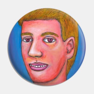 White Selfportrait Pin