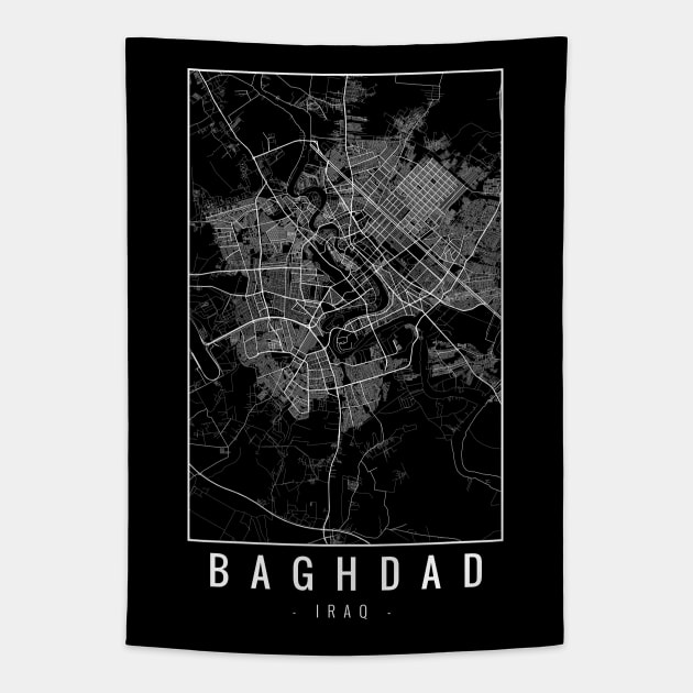Baghdad Iraq Minimalist Map Tapestry by Mapagram
