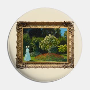 Gold Frame Woman in the Garden - Monet Pin