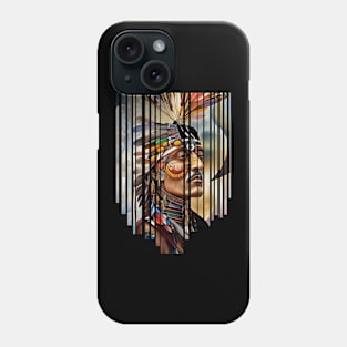 Native American Headdress in striped frame Phone Case