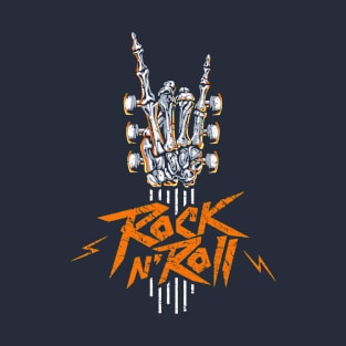 Guitar Neck Skeleton Hand Rock and Roll Guitar Pick Tee Merch T-Shirt