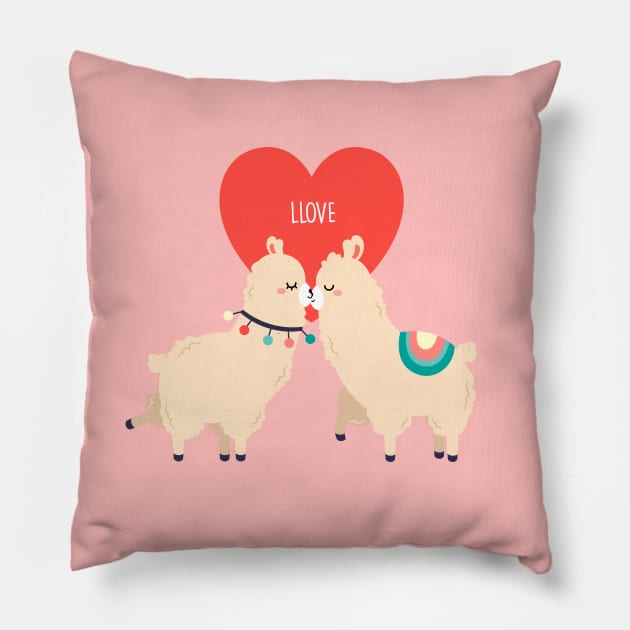 Llama love: Llove - Funny Llama Valentine's Day gift Pillow by Happy Lime