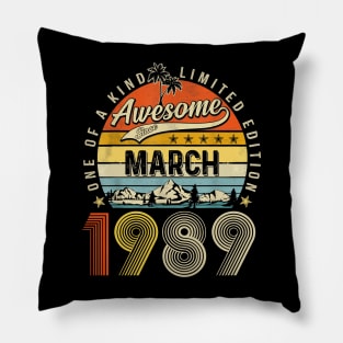 Awesome Since March 1989 Vintage 34th Birthday Pillow