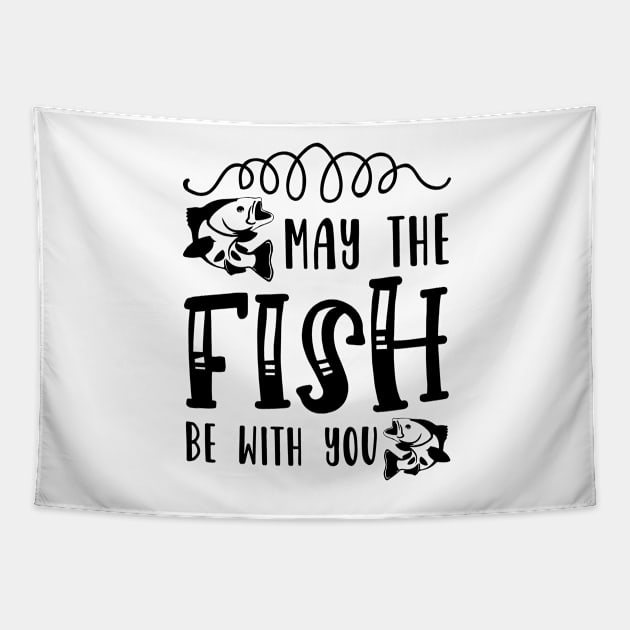 Less Talk More Fishing - Gift For Fishing Lovers, Fisherman - Black And White Simple Font Tapestry by Famgift