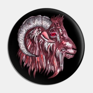 Halloween occult red goat Pin