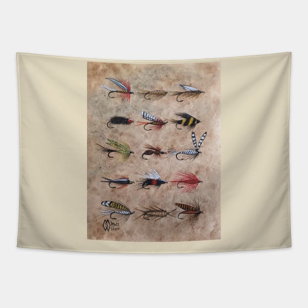 Trout flies collection Tapestry by Matt Starr Fine Art