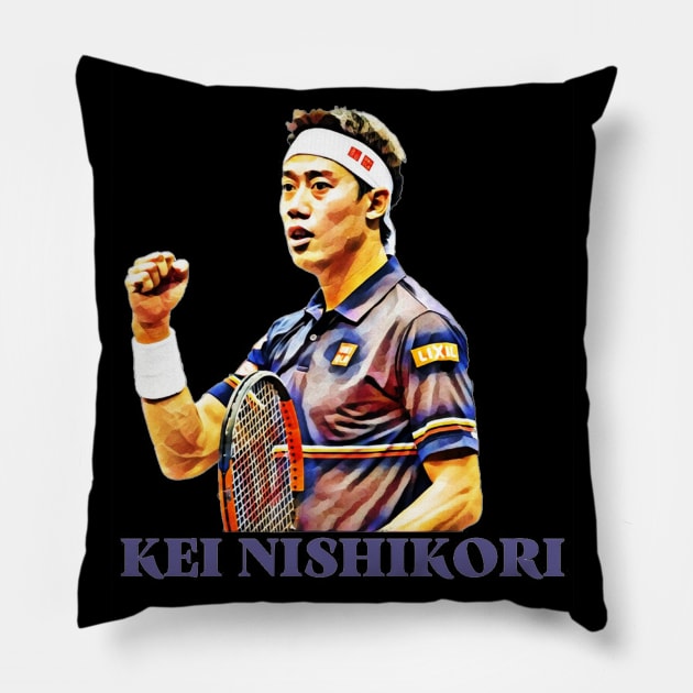 kei nishikori Pillow by BorodinaAlen