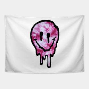 Pink Tie Dye Drippy Smiley Face Tapestry