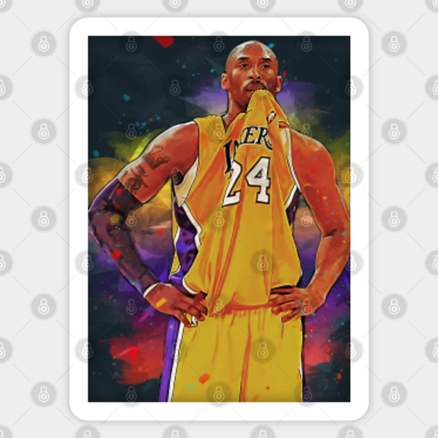 Kobe Bryant Los Angeles Lakers Digital Painting Kobe Bryant Sticker Teepublic