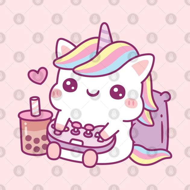 Cute Little Unicorn Loves Playing Video Games by rustydoodle