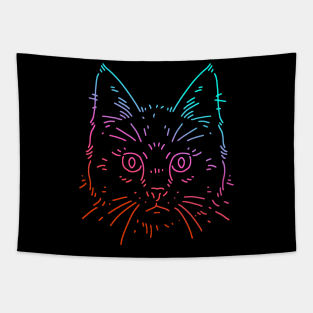 Cat Face In Colors Tapestry