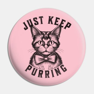 Cute Retro Cat Artwork Monochrome Feline Black and White design Pin