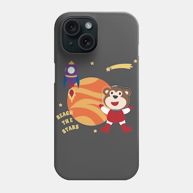 Space monkey or astronaut in a space suit with cartoon style Phone Case by KIDS APPAREL