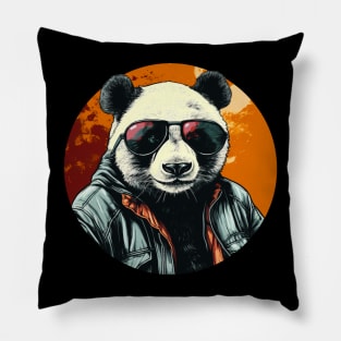 Cool Animals: Cartoon Vintage Funny Cool Panda Pillow