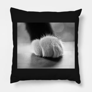 Tuxedo cat paw black and white Pillow