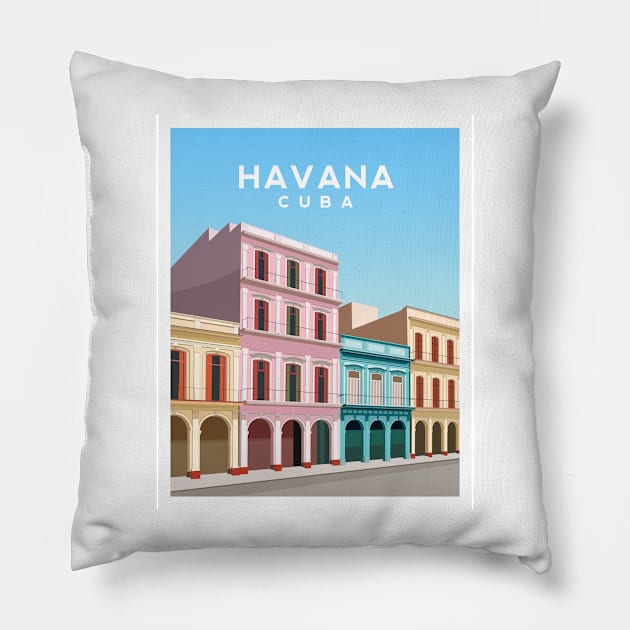 Havana, Cuba Pillow by typelab