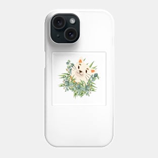 Flower cat! white squared Phone Case