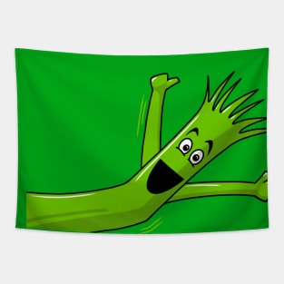 Green Wacky Waving Tube Man Portrait Tapestry