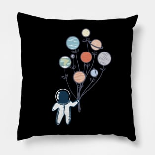 Cool Spaceman Astronaut in Outer Space With Planets Balloons Pillow