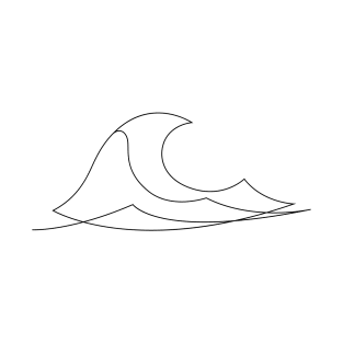 Great Wave - One line art - W2 T-Shirt