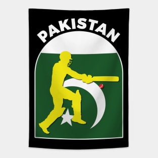 Pakistan Cricket Batsman Pakistan Flag Tapestry