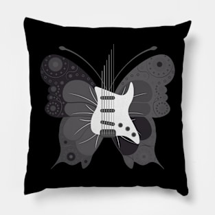 Electric Guitar Butterfly - Monochromatic Pillow