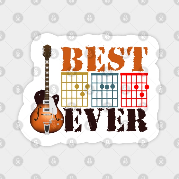 Vintage Guitarist Best Dad Ever Guitar Dad Chord Men Gift Magnet by Twister