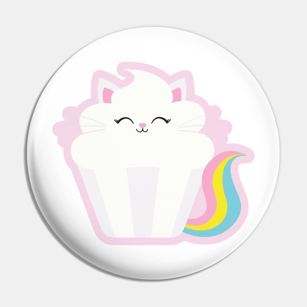 Magical Rainbow Cat Cupcake Pin by Dear Fawn Studio