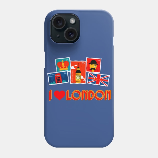 I love London, Stamp Collection Phone Case by AlondraHanley