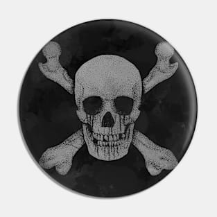 Jolly Roger Pirate Skull Black Watercolour Pin