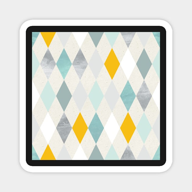 Simple Argyle Pattern in Blue Silver and Yellow Magnet by greenoriginals