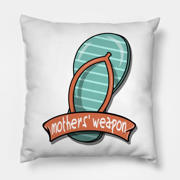 Mothers' Slippers Funny Weapon Happy International Mother's Day 2022 Pillow by Mr Happiness