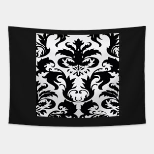 Black and White Victorian Damask Toile Pattern Tapestry