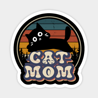 Cat Mom  Retro Funny Cat Mom Mothers Day Magnet