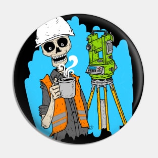 SURVEYOR AND COFFEE Pin