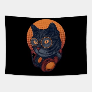 cat music illustration Tapestry