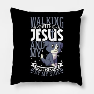 Jesus and dog - Border Collie Pillow