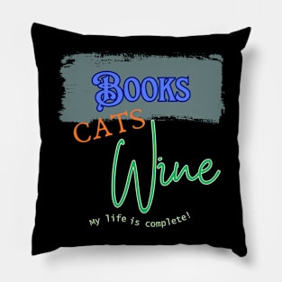 Books, Cats, Wine Pillow